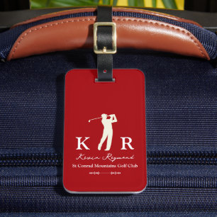 Etiqueta De Bagagem Golfista Clássico Vermelho Golfistas