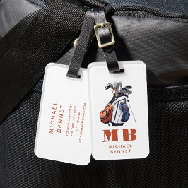 Etiqueta De Bagagem Golfista Moderno Esporte Monogramado