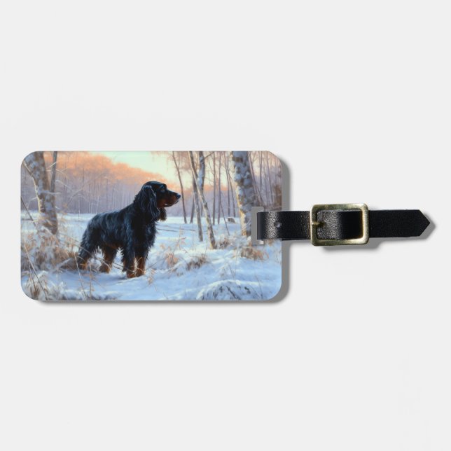 Etiqueta De Bagagem Gordon Setter Deixe-O Neve Natal (Frente Horizontal)