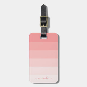 Etiqueta De Bagagem Gradient Pastel Pink Stripes com Nome Personalizad
