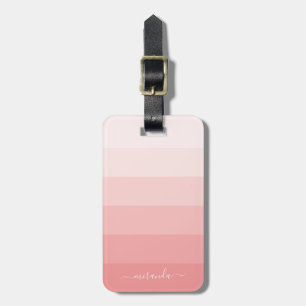 Etiqueta De Bagagem Gradient Pastel Pink Stripes com Nome Personalizad