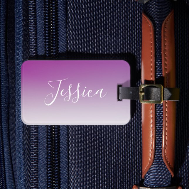Etiqueta De Bagagem Gradiente Simples Moderno Mínimo de Ombre Roxo (Frente Insitu 4)