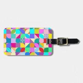 Etiqueta de Bagagem Gráfica Geométrica Moderna