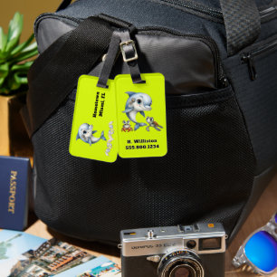 Etiqueta De Bagagem Gráfico de Cute Sea Life Chartreuse Personalizado