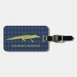 Etiqueta De Bagagem Gráfico Realístico do Alligador Verde Personalizad