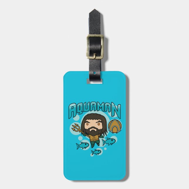 Etiqueta De Bagagem Gráfico submarino de Aquaman | Chibi Aquaman (Frente Vertical)
