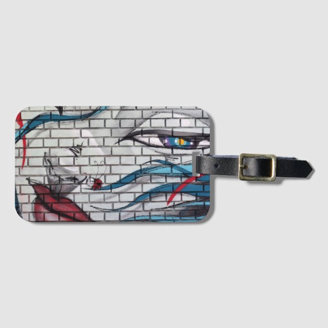 Etiqueta De Bagagem Grafite de Garota Asiática (Frente Horizontal)