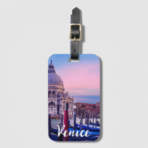 Etiqueta De Bagagem Grande Canal com gondolas e igreja em Veneza