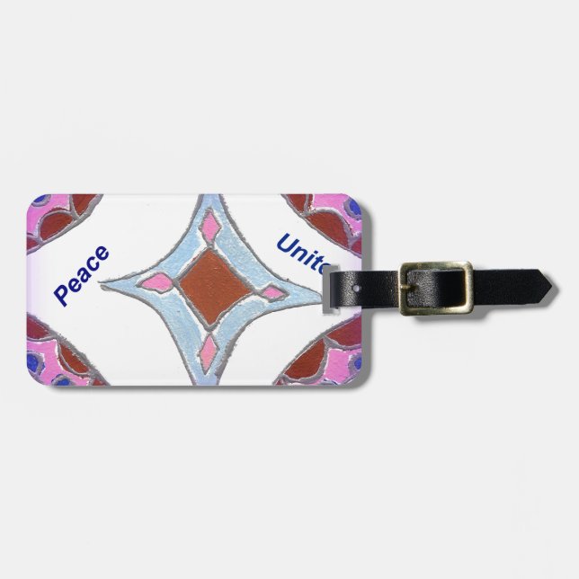 Etiqueta De Bagagem "Gratidão Paz Amor Unir" Mandala Art Impressão (Frente Horizontal)