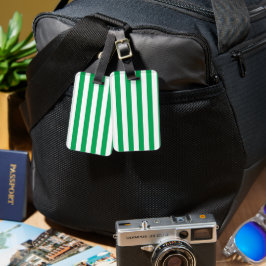 Etiqueta De Bagagem Green and White Cabana Stripes 