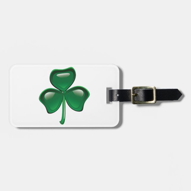 Etiqueta De Bagagem Green Shamrock Three-Leaf Clover (Frente Horizontal)