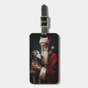Etiqueta De Bagagem Greyhound com Papai Noel Natal Festivo