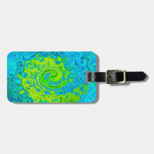 Etiqueta De Bagagem Groovy Chartreuse e Aquamarine