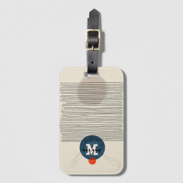 Etiqueta De Bagagem Grunge aestheticstripes minimal Monogram (Frente Vertical)