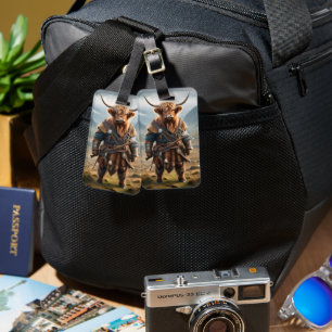 Etiqueta De Bagagem Guerreiro Terrestre: A Corajosa Vaca Viking