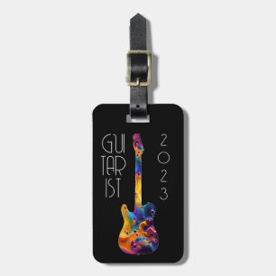 ETIQUETA DE BAGAGEM GUITARISTA PRESENÇA COLORIDA BANDA DE GUITAR 2023