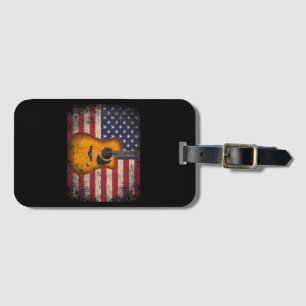 Etiqueta De Bagagem Guitarra 4 de julho Gift American Flag USA - Count