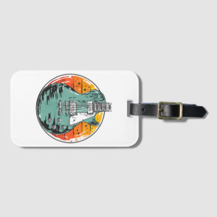 Etiqueta De Bagagem Guitarra Elétrica Retro Pôr do Sol Vintage Banda d