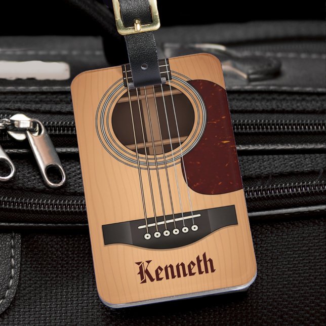 Etiqueta De Bagagem Guitarrista acústico Tan Brown (Acoustic Guitar Musician Guitarist Tan Brown Luggage Tag
)