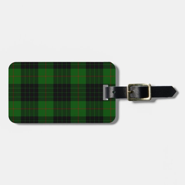 Etiqueta De Bagagem Gunn tartan green xadrez negra (Frente Horizontal)