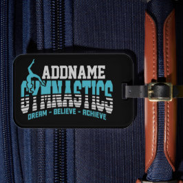 Etiqueta De Bagagem Gymnast ADD NAME Gymnastics Team Backbend Kickover