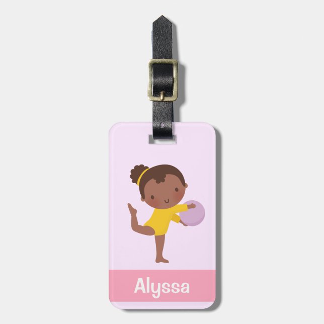 Etiqueta De Bagagem Gymnast Girl com Ball personalizada (Frente Vertical)