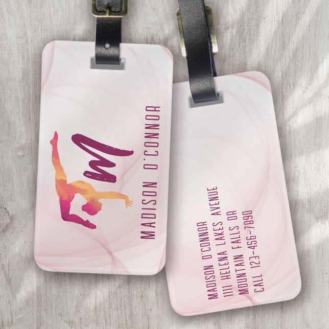Etiqueta De Bagagem Gymnast Pink Personalizado (Criador carregado)