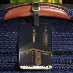 Etiqueta De Bagagem Hajj Pilgrims em Fajr, Kaaba, Meca, Arábia Saudita