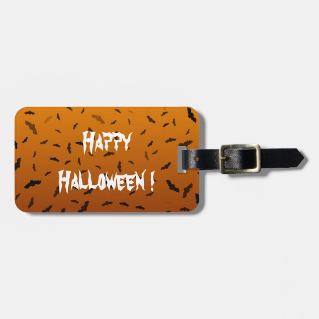Etiqueta De Bagagem Halloween - Morcegos (Frente Horizontal)