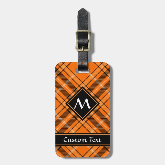 Etiqueta De Bagagem Halloween Orange Tartan (Frente Vertical)