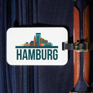 Etiqueta De Bagagem Hamburgo Alemanha Skyline Cityscape