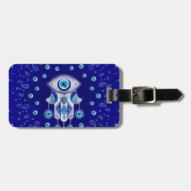 Etiqueta De Bagagem Hamsa - Amulet Mau de Olhos (Frente Horizontal)