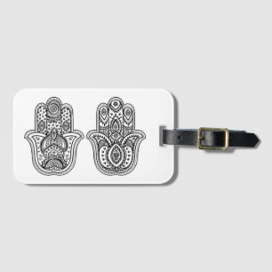 Etiqueta De Bagagem Hamsa tirado mão com ornamento