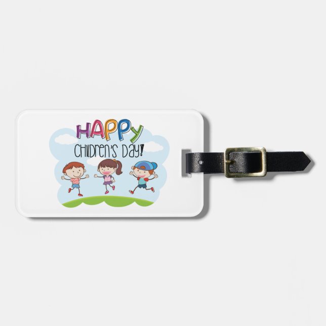 Etiqueta De Bagagem Happy Childrens Day Kids Celebration (Frente Horizontal)