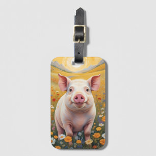 Etiqueta De Bagagem Happy Little Pig Sunny Daisy Field
