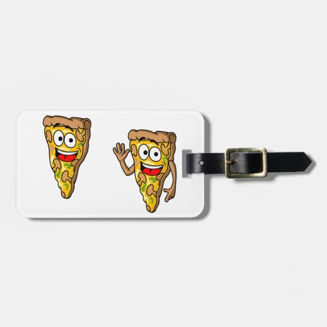 Etiqueta De Bagagem Happy Mushroom Pizza Slices (Frente Horizontal)