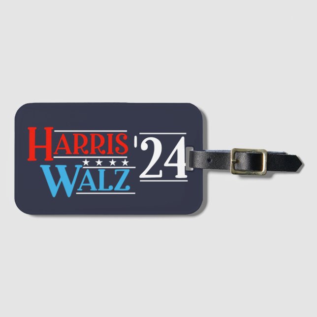 Etiqueta De Bagagem Harris Walz 2024 para Presidente (Frente Horizontal)