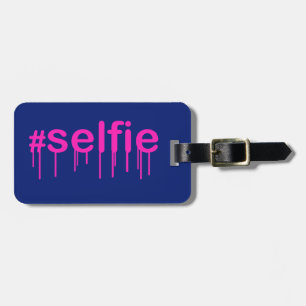 Etiqueta De Bagagem Hashtag Selfie Droling em azul