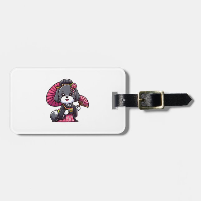 Etiqueta De Bagagem Havanese Dog Kimono (Frente Horizontal)