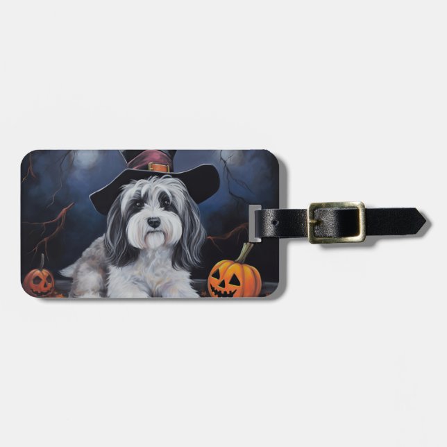 Etiqueta De Bagagem Havanese Pumpkins Halloween Scary (Frente Horizontal)