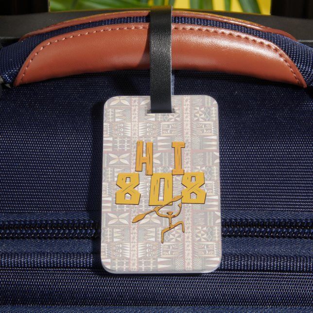 Etiqueta De Bagagem Hawaiian Paddleman e Tapa (Verso Insitu 4)