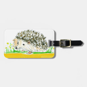 Etiqueta De Bagagem Hedgehog Watercolor Yellow Custom Name
