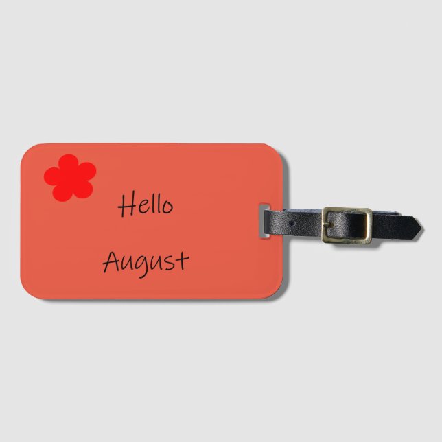 Etiqueta de Bagagem "Hello August" (Frente Horizontal)