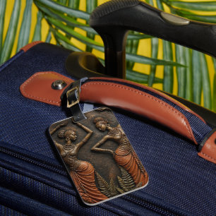 Etiqueta De Bagagem Herança Tribal Africana Arte Esculpida