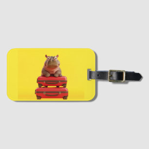 Etiqueta De Bagagem Hippo Amarelo - Viagem Divertido