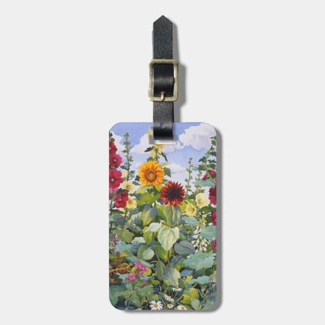 Etiqueta De Bagagem Hollyhocks e Sunflower 2005 (Frente Vertical)