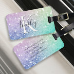 Etiqueta De Bagagem Hológrafo Glamoroso Bonito Personalizado<br><div class="desc">Personalize facilmente este elegante padrão colorido de brilho com seu nome personalizado e/ou monograma.</div>
