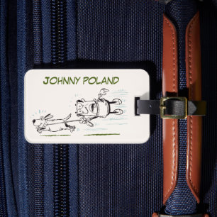 Etiqueta De Bagagem Homem andando com um cachorro nome divertido Tag d