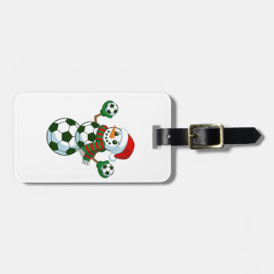 Etiqueta De Bagagem Homem de Neve Futebol Natal Amantes do Esporte