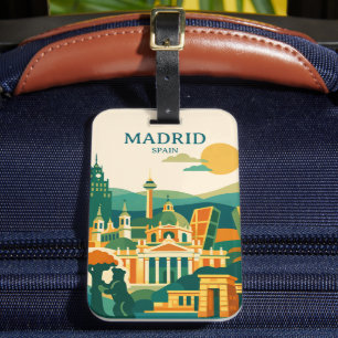 Etiqueta De Bagagem Horizonte Urbano da Cidade de Madrid Espanha - Min